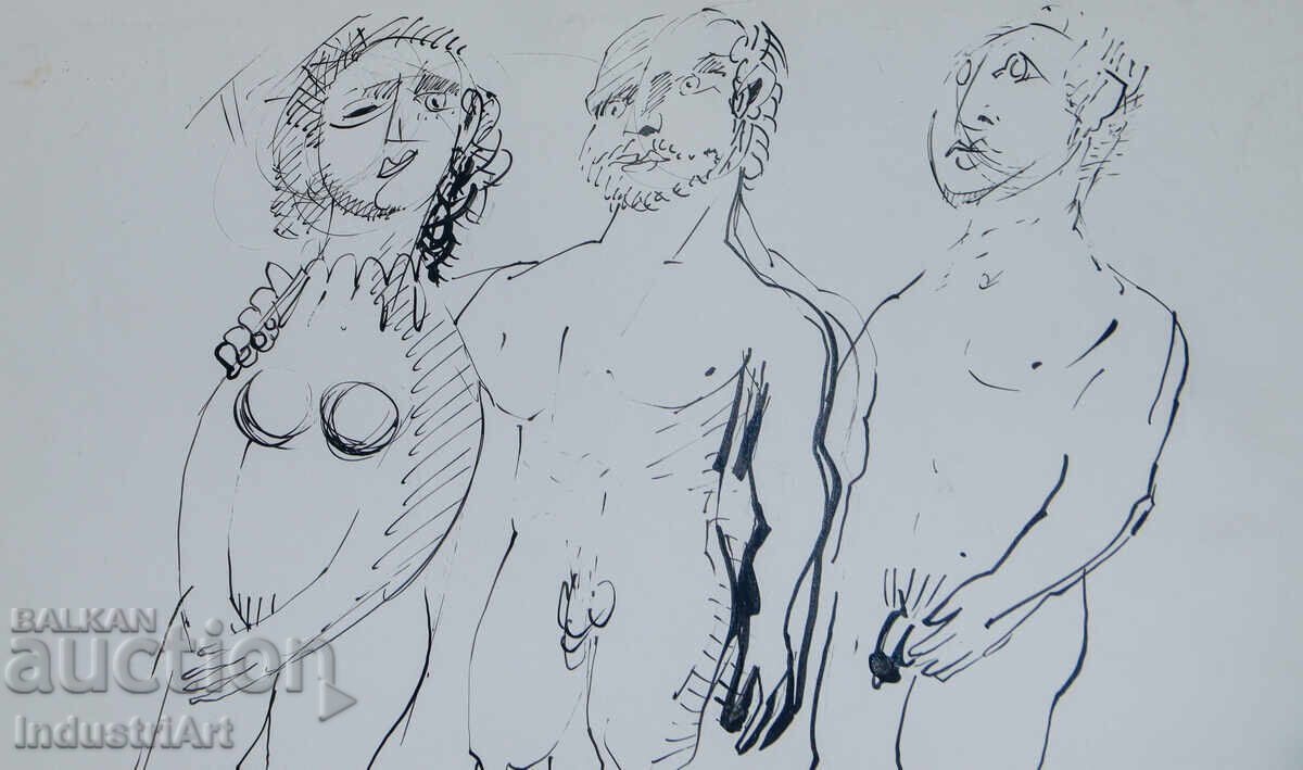 Livrarea Artă modernă cu tuș, portret abstract, corpuri goale