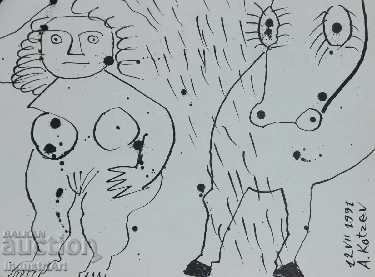 Σύγχρονη τέχνη μελάνι ζωγραφική γυμνό σώμα - 5