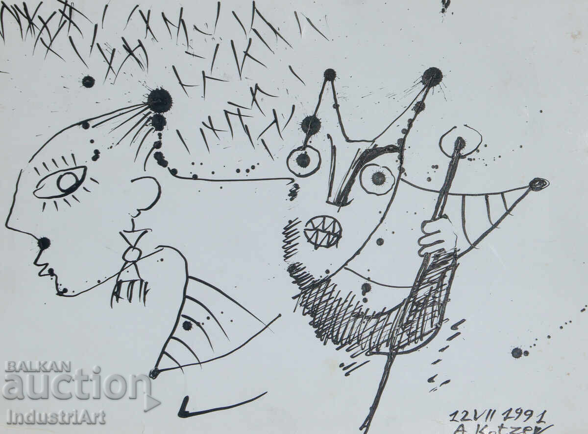 Modern art ink painting abstract composition with price 100.00 BGN | € 51.13