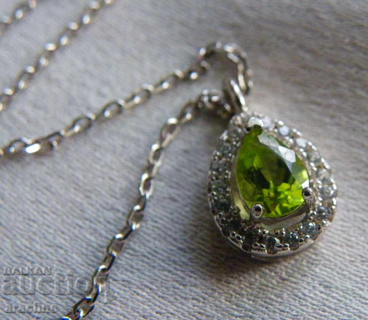 Ασημένιο κολιέ με ολιβίνη και τοπάζι με τιμή 125.00 BGN | € 63.91