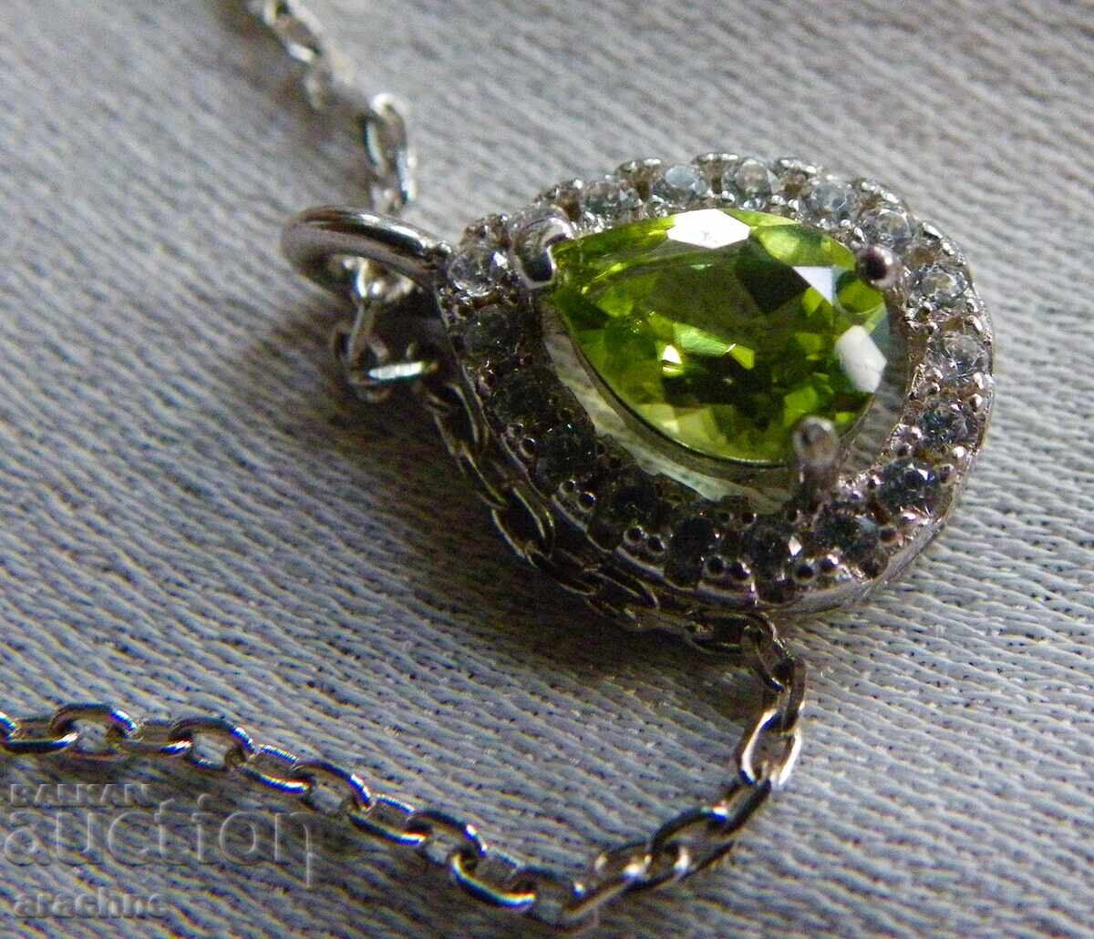 Ασημένιο κολιέ με ολιβίνη και τοπάζι