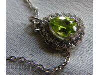 Ασημένιο κολιέ με ολιβίνη και τοπάζι
