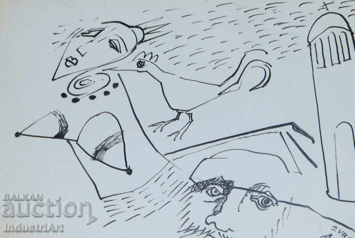 Auction  Modern Art Ink Painting Abstract Landscape