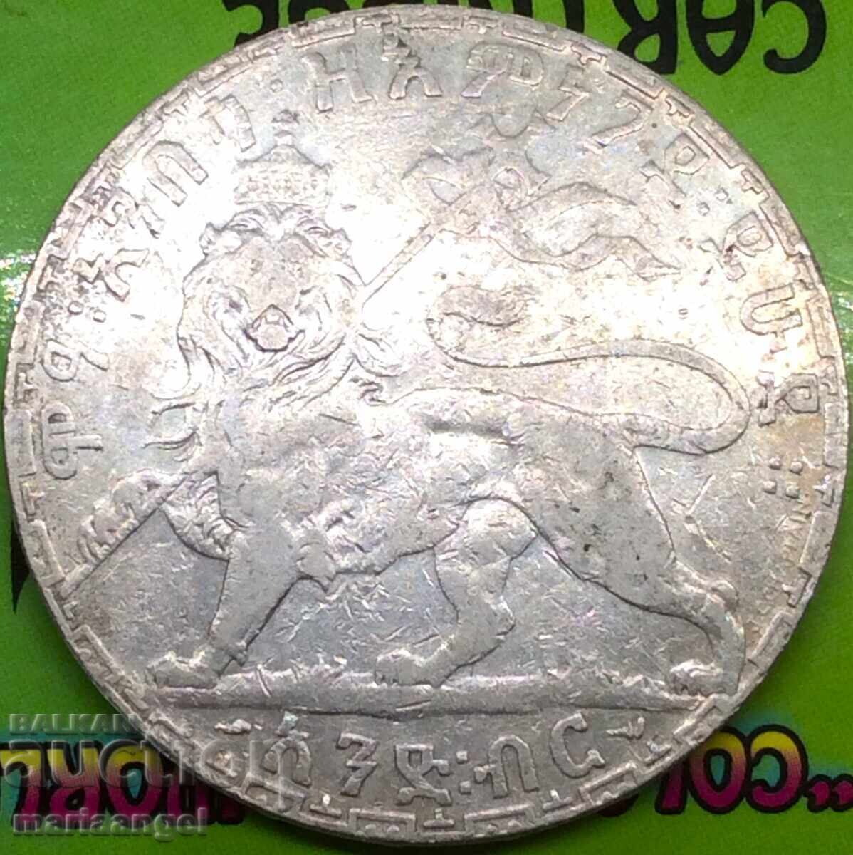 Licitație Etiopia 1 Birr 1900 Menelik II mentă Paris 27,86 g argint