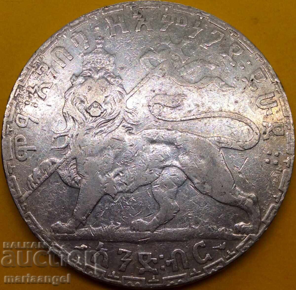 Etiopia 1 Birr 1900 Menelik II mentă Paris 27,86 g argint