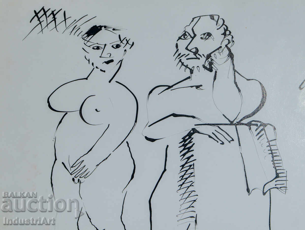 Delivery of Modern art ink abstract portrait nude bodies