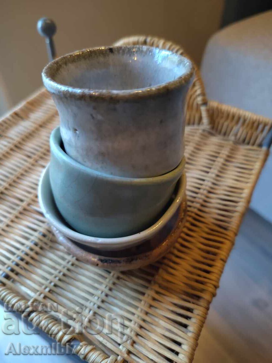 Lot of 4 Japanese ceramic sake cups - Hagi guinomi with price 80.00 BGN | € 40.90 Lot of 4 Japanese ceramic sake cups - Hagi guinomi with price 80.00 BGN | € 40.90