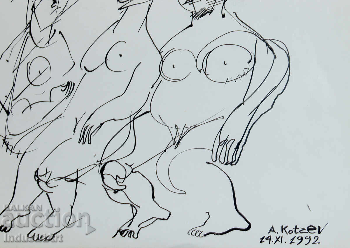 Μοντέρνα τέχνη μελάνι αφηρημένο πορτρέτο γυμνά σώματα - 5