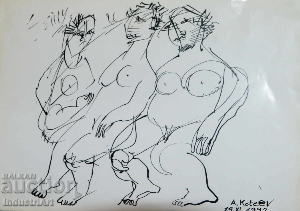 Μοντέρνα τέχνη μελάνι αφηρημένο πορτρέτο γυμνά σώματα