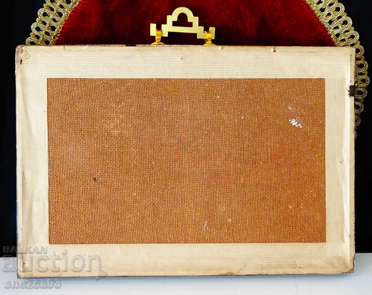 Παλιά διοράμα με φτερά πουλιών με φωλιά, σε κορνίζα - 7