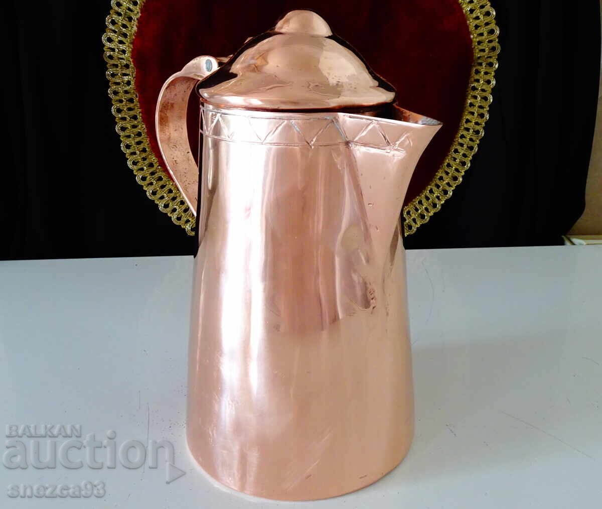 Solid copper household jug with lid, pure red copper with price 119.00 BGN | € 60.84 Solid copper household jug with lid, pure red copper with price 119.00 BGN | € 60.84