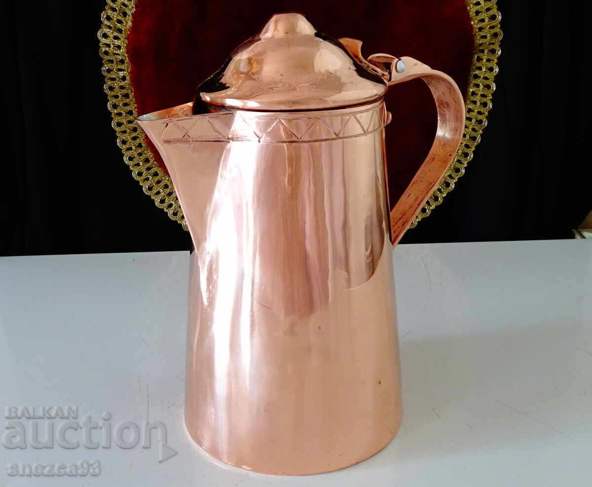 Solid copper household jug with lid, pure red copper Solid copper household jug with lid, pure red copper