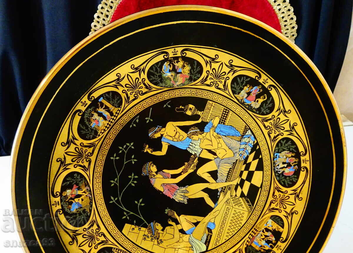 Παράδοση Ελληνική πορσελάνινη πιατέλα, Θεοί, 24 καράτια χρυσός, 29 εκ Παράδοση Ελληνική πορσελάνινη πιατέλα, Θεοί, 24 καράτια χρυσός, 29 εκ