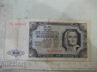 Banknote "20 TWENTY ZŁOTYCH - 1948"