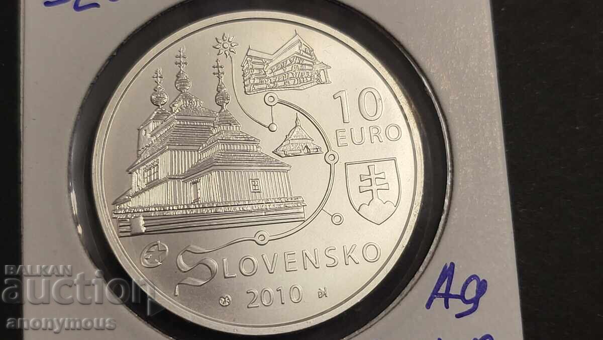 Silver Coin 10 Euro Slovakia 2010 Wooden Churches Silver Coin 10 Euro Slovakia 2010 Wooden Churches