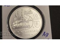 Silver Coin 10 Euro Slovakia 2010 Wooden Churches
