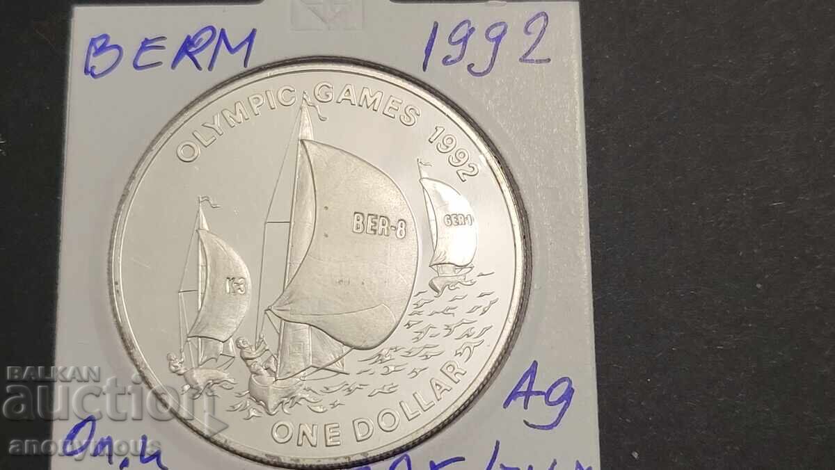 Silver Coin Bermuda 1992 1 Dollar Olympic Games Silver Coin Bermuda 1992 1 Dollar Olympic Games
