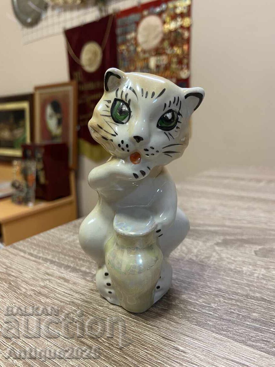 Porcelain figurine "Cat with jug" Porcelain figurine "Cat with jug"