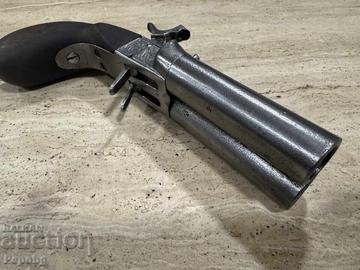 Pistol vechi cu două țevi, revolver - 6