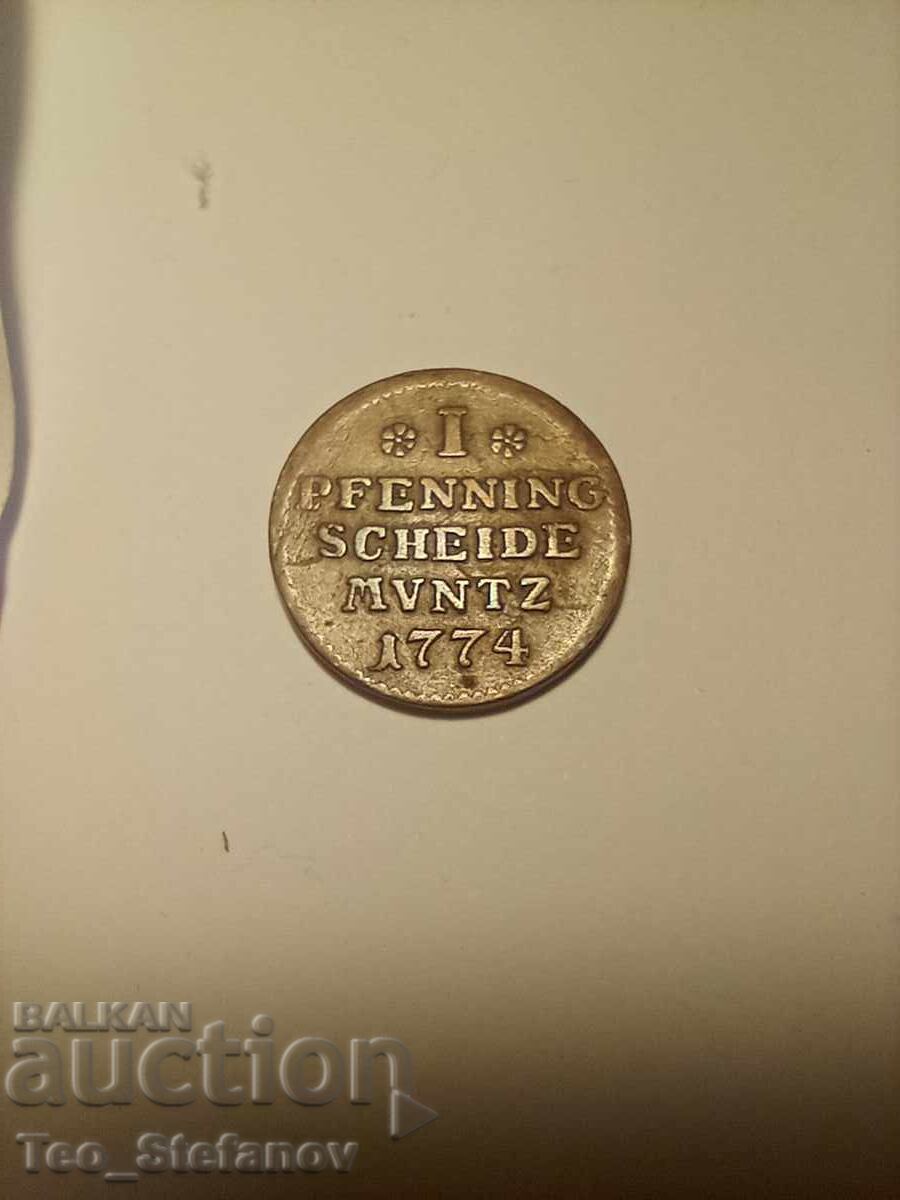 1 пфениг 1774 Германия рядка 1 пфениг 1774 Германия рядка