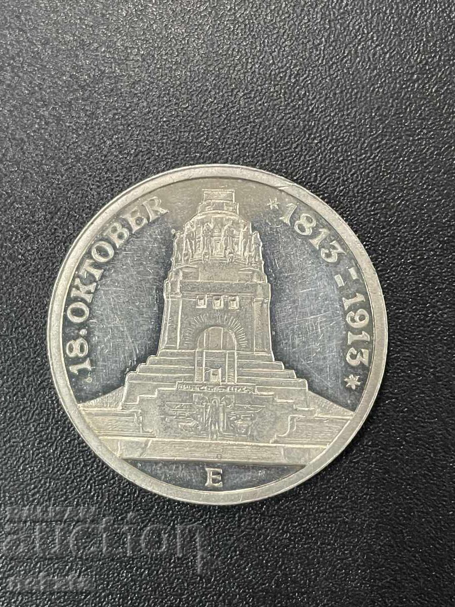 Γερμανική Αυτοκρατορία, 3 Μάρκα 1913, Σαξονία - Ματ-Γυαλάδα