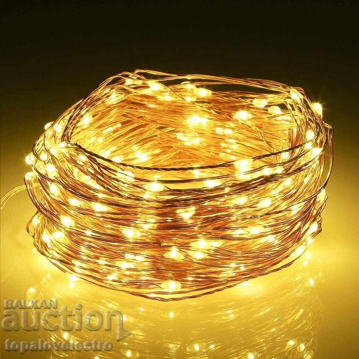 Παράδοση ΝΕΟ! Χάλκινη σειρά φώτων με μπαταρίες και τηλεχειριστήριο, 10μ