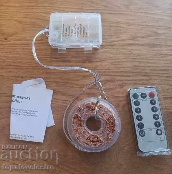 ΝΕΟ! Χάλκινη σειρά φώτων με μπαταρίες και τηλεχειριστήριο, 10μ - 7