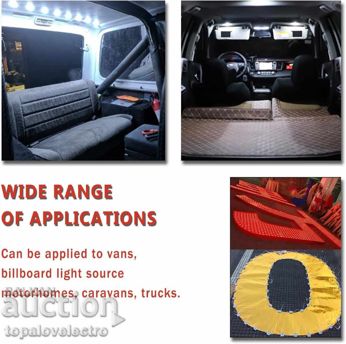 Δημοπρασία Εσωτερικός LED φωτισμός για τροχόσπιτο/βαν/φορτηγό, 10 μονάδες