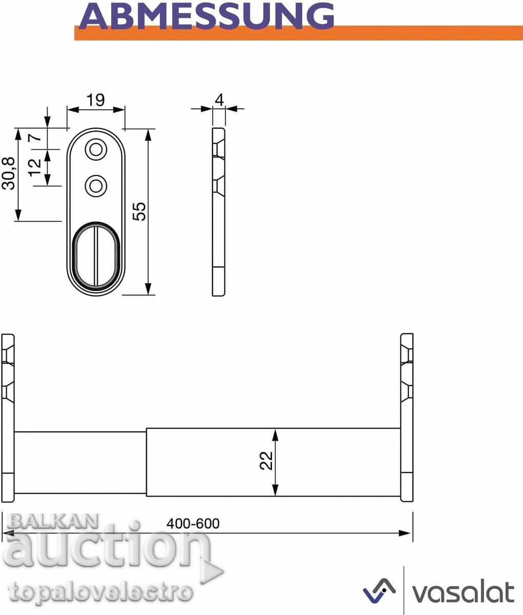 Τηλεσκοπική ράβδος ντουλάπας 40–60εκ, χωρητικότητα έως 20 κιλά με τιμή 11.00 BGN | € 5.62