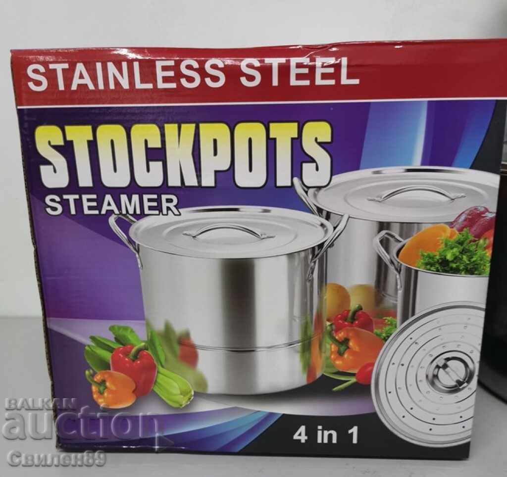 Κατσαρόλες από ανοξείδωτο χάλυβα, 4 τεμάχια / ΥΛΙΚΟ: ΑΝΟΞΕΙΔΩΤΟ με τιμή 70.00 BGN | € 35.79