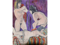 Tablou tehnici mixte figuri nude