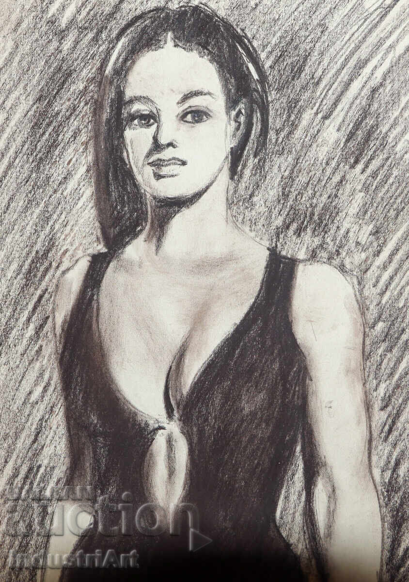 Аукцион Красива рисунка пастел женски портрет