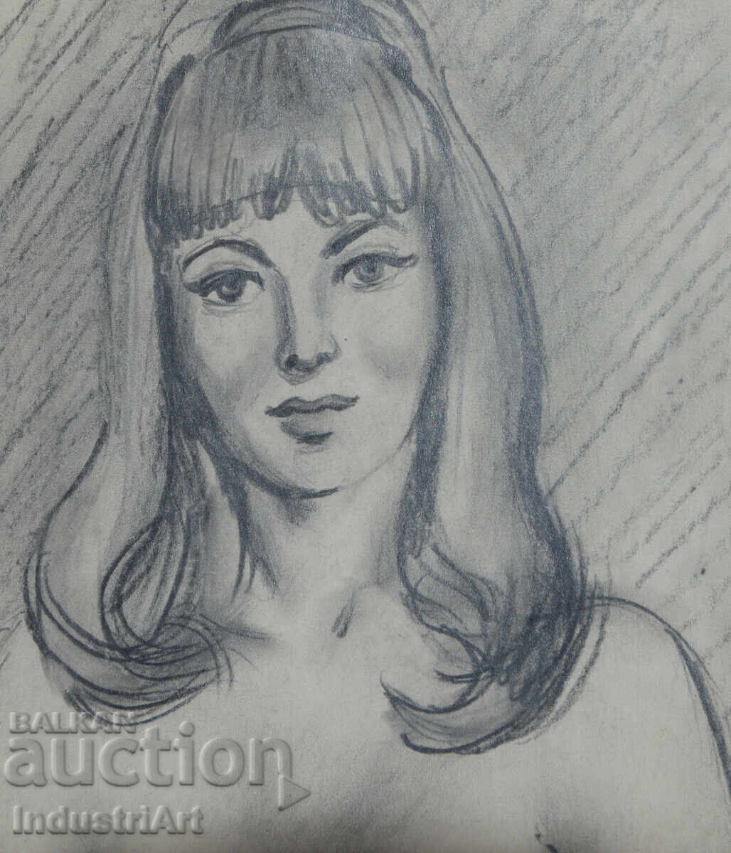 Delivery of Beautiful pencil drawing, female portrait, nude body