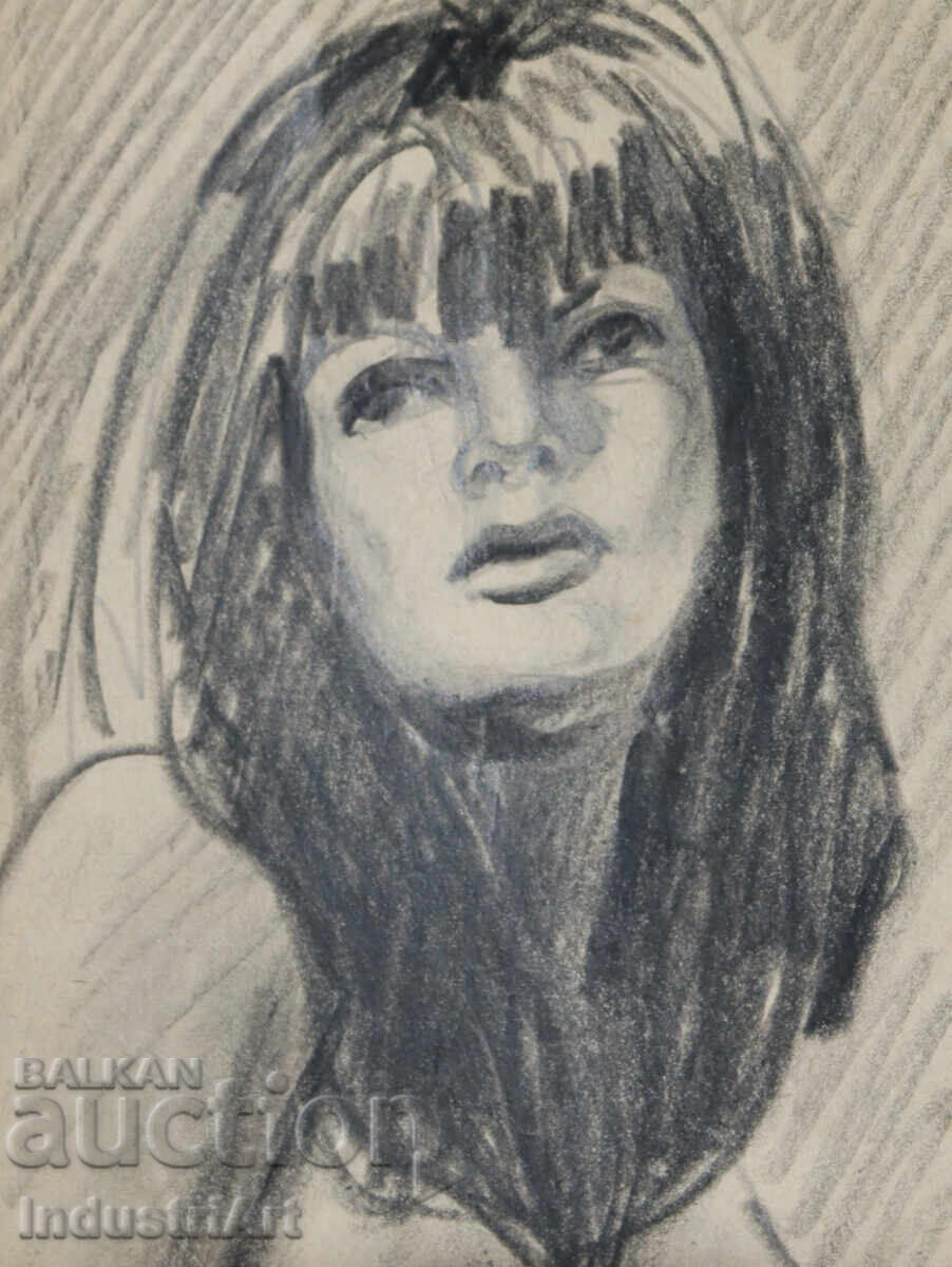 Delivery of Old beautiful pencil drawing female portrait nude body