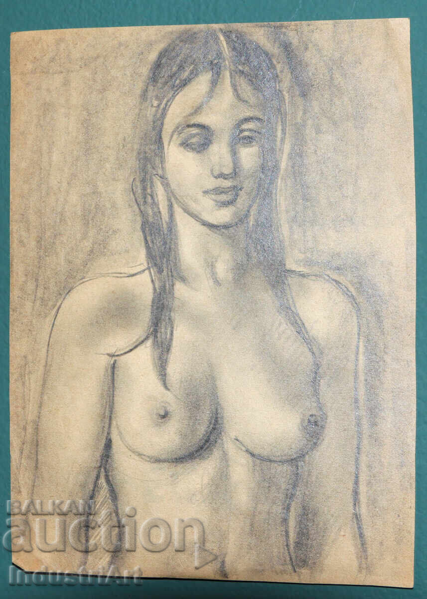 Old beautiful pencil drawing female portrait nude body with price 100.00 BGN | € 51.13 Old beautiful pencil drawing female portrait nude body with price 100.00 BGN | € 51.13