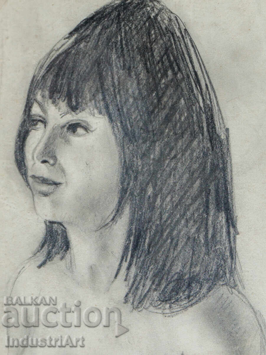 Доставка на Стара красива рисунка молив женски портрет голо тяло