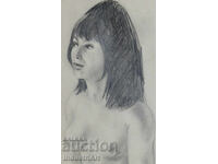 Desen vechi, frumos, creion, portret feminin, corp gol