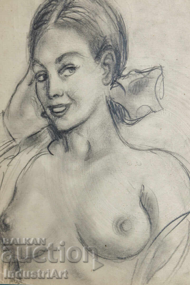 Old beautiful pencil drawing female portrait nude body with price 100.00 BGN | € 51.13 Old beautiful pencil drawing female portrait nude body with price 100.00 BGN | € 51.13