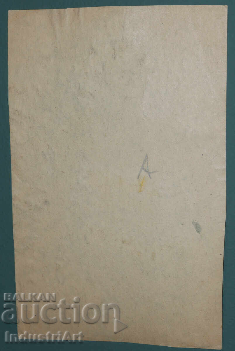 Παλιό έργο ζωγραφικής με ακουαρέλα και μολύβι, γυναικείο πορτρέτο - 6