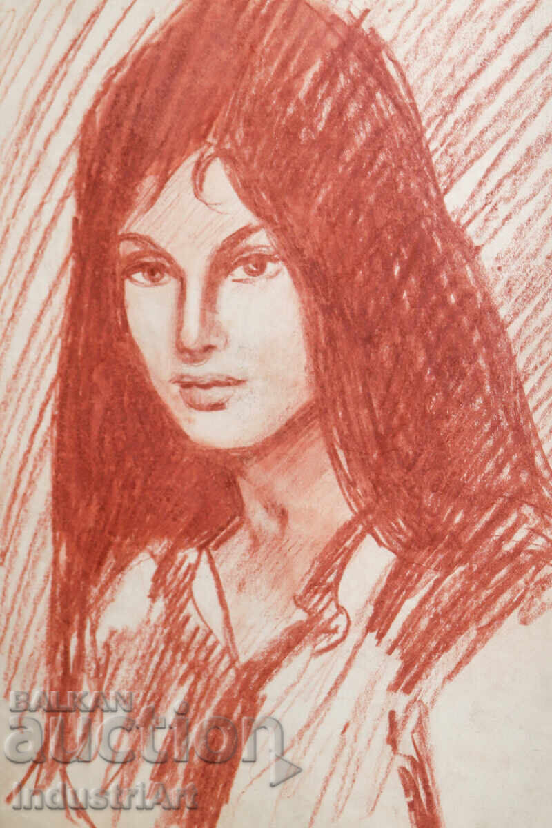 Beautiful pastel drawing of a female portrait with price 100.00 BGN | € 51.13