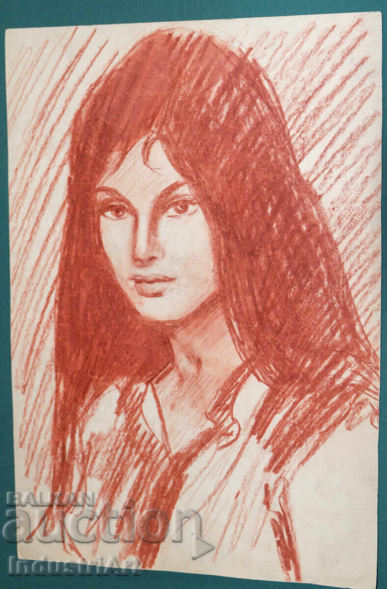 Auction  Beautiful pastel drawing of a female portrait