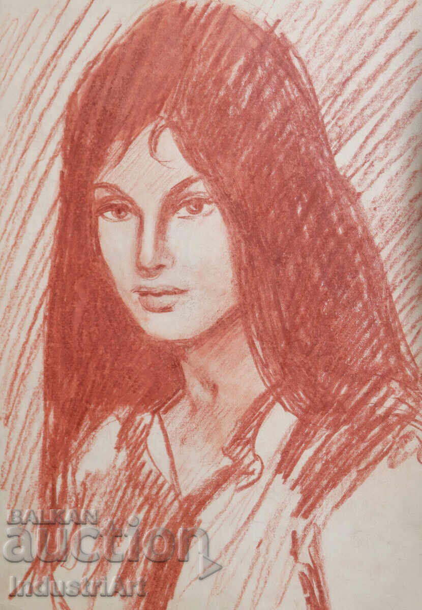 Beautiful pastel drawing of a female portrait