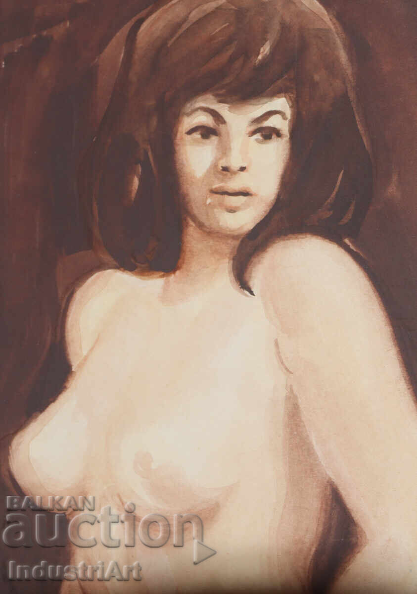 Delivery of Erotic watercolor painting female portrait nude body