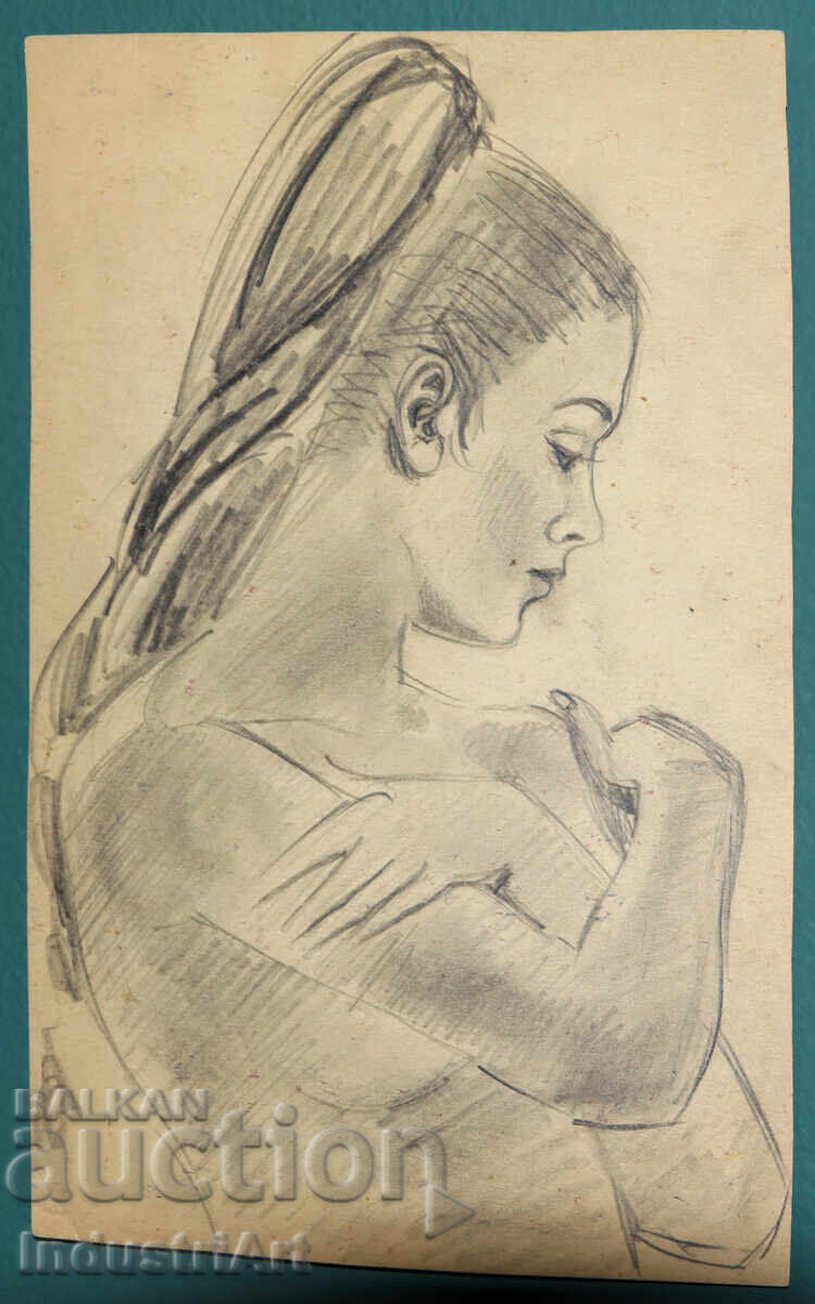 Desen vechi, frumos, creion, portret feminin, corp gol cu preț 100.00 BGN | € 51.13 Desen vechi, frumos, creion, portret feminin, corp gol cu preț 100.00 BGN | € 51.13