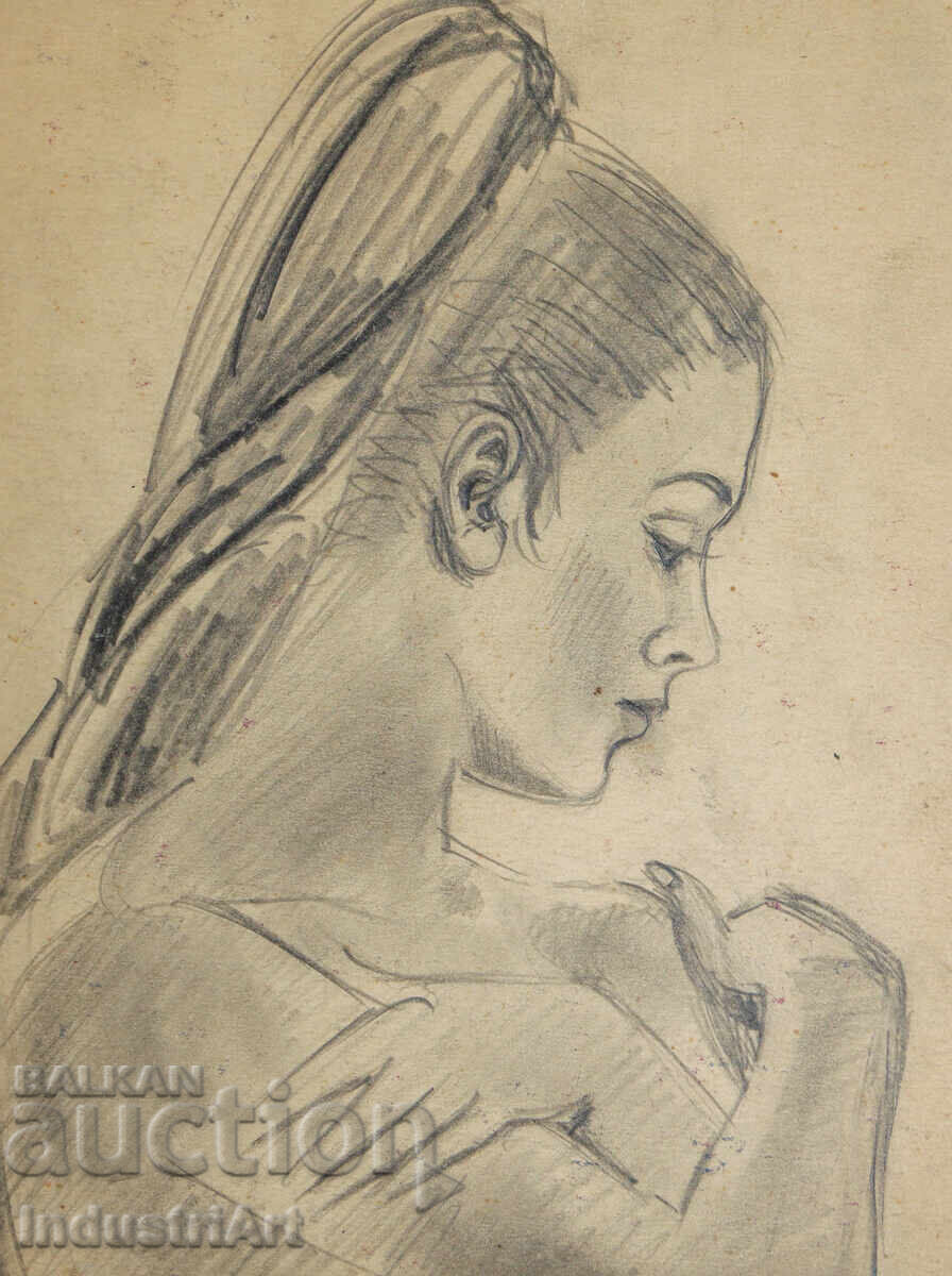 Desen vechi, frumos, creion, portret feminin, corp gol - 5 Desen vechi, frumos, creion, portret feminin, corp gol - 5