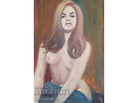 Erotic painting oil paints female portrait nude body