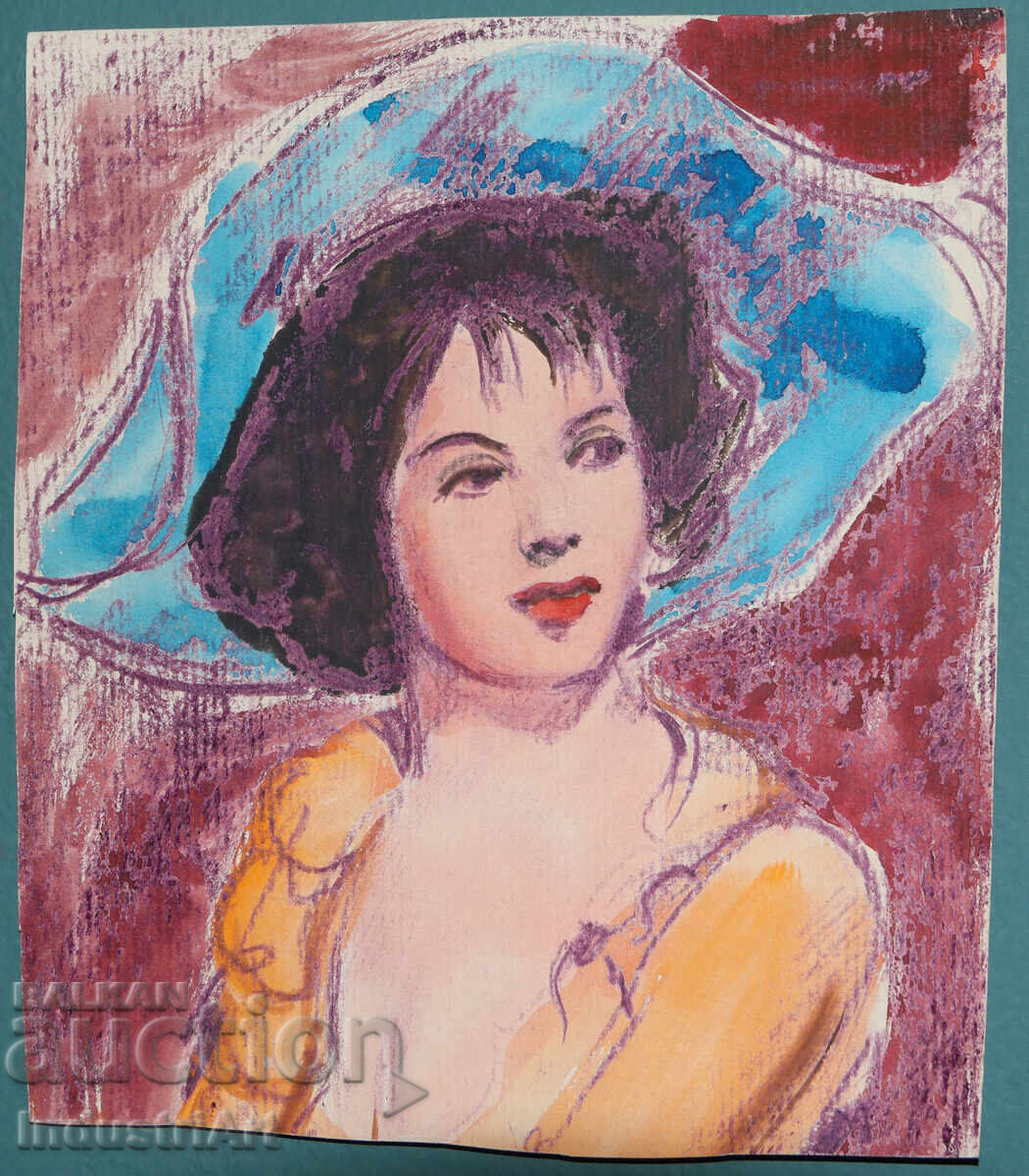 Licitație Tablou tehnică mixtă portret feminin Licitație Tablou tehnică mixtă portret feminin