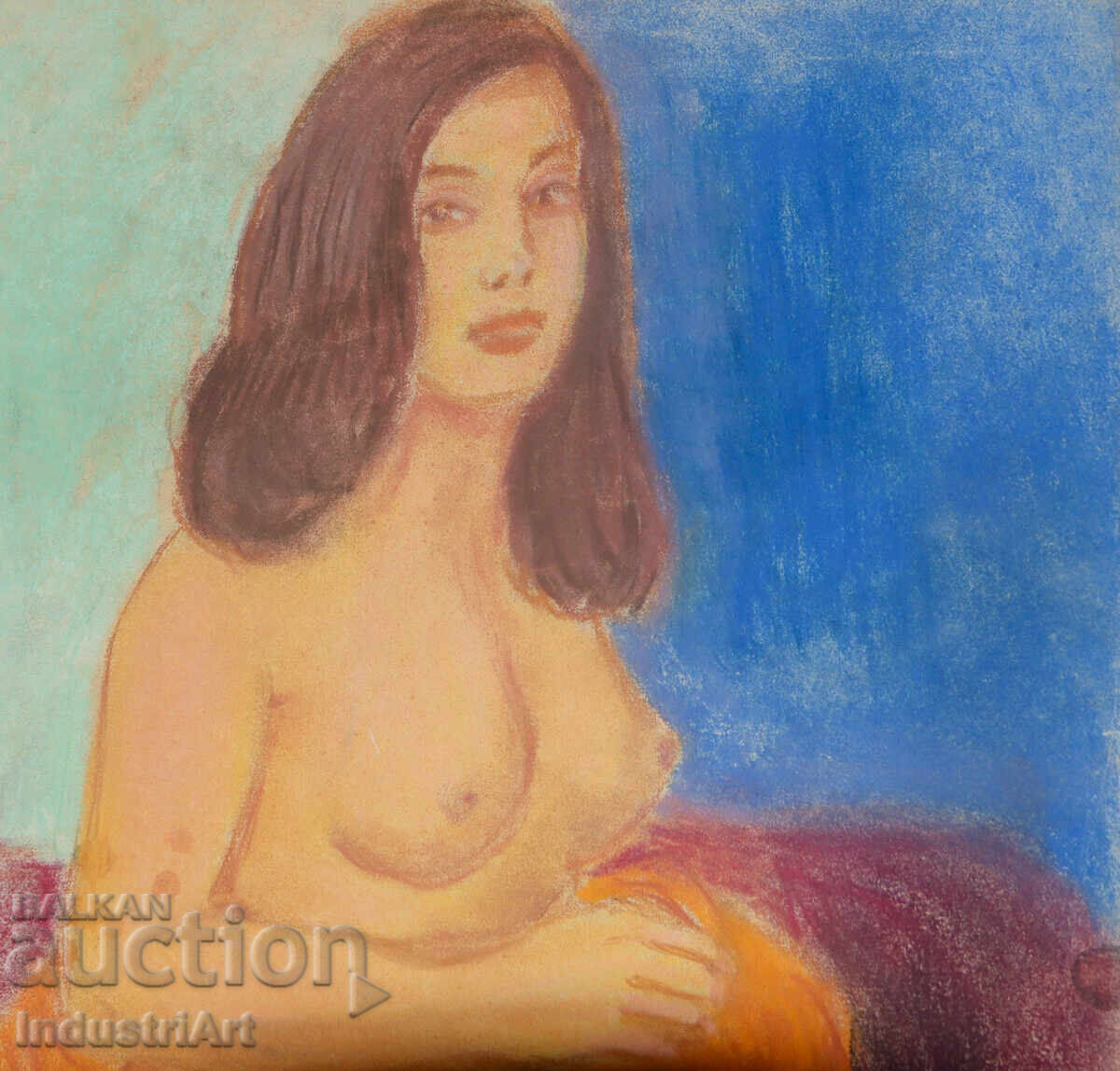 Delivery of Beautiful pastel drawing, female portrait, nude body