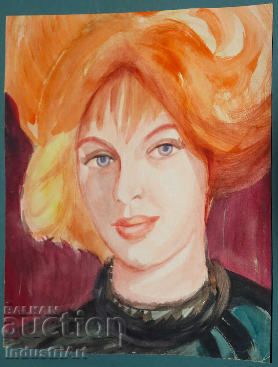 Δημοπρασία Όμορφη ακουαρέλα γυναικείο πορτρέτο