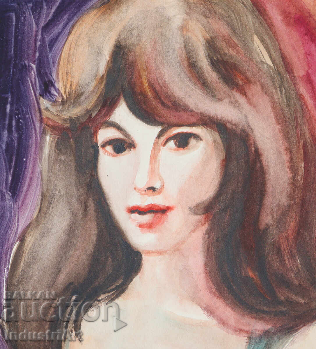 Картина акварел женски портрет с цена 100.00 лв. | € 51.13 Картина акварел женски портрет с цена 100.00 лв. | € 51.13